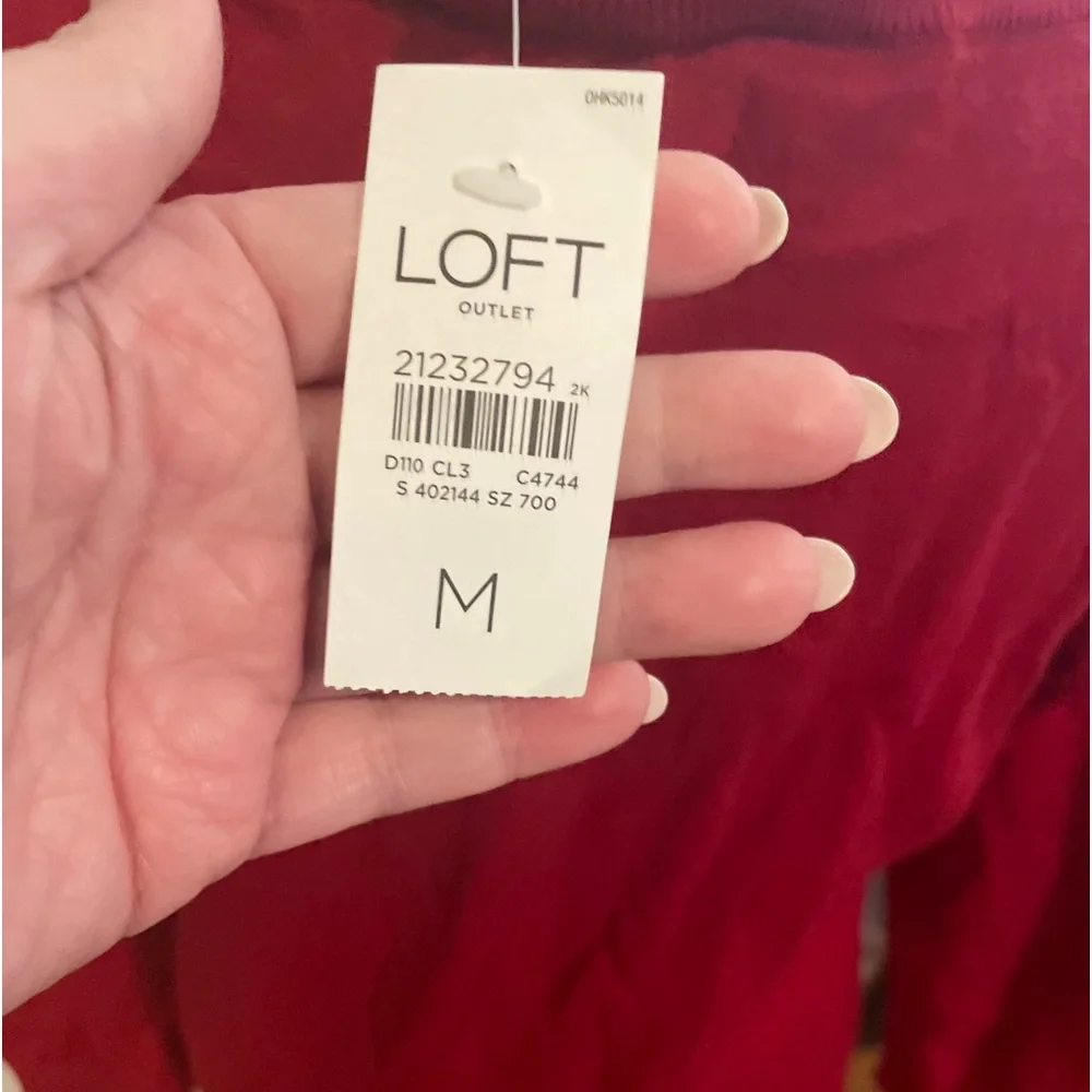 Loft red scoop neck knit sweater size M NWT - Picture 5 of 5
